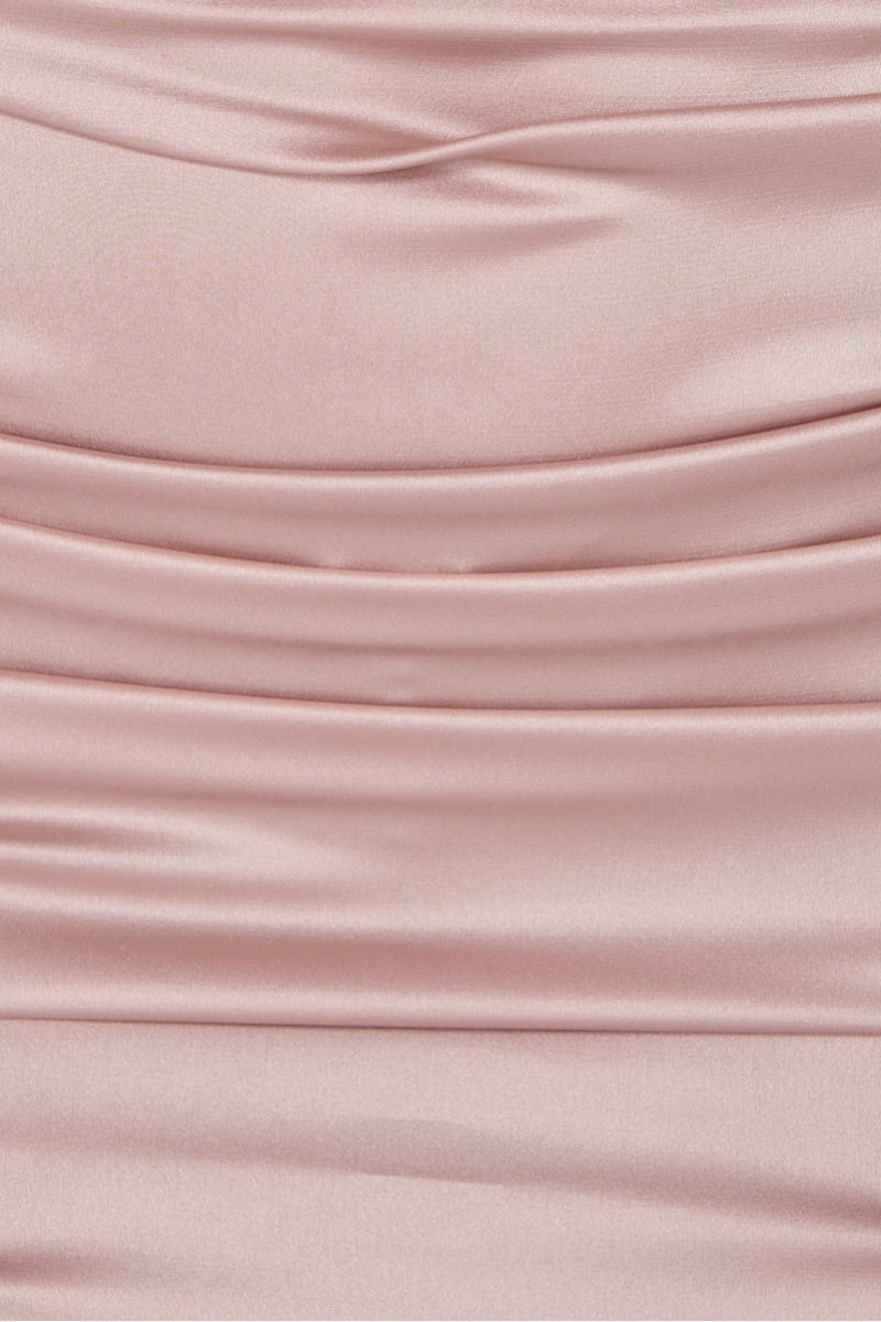 Satin Midi Dress Adrianna - Mocha